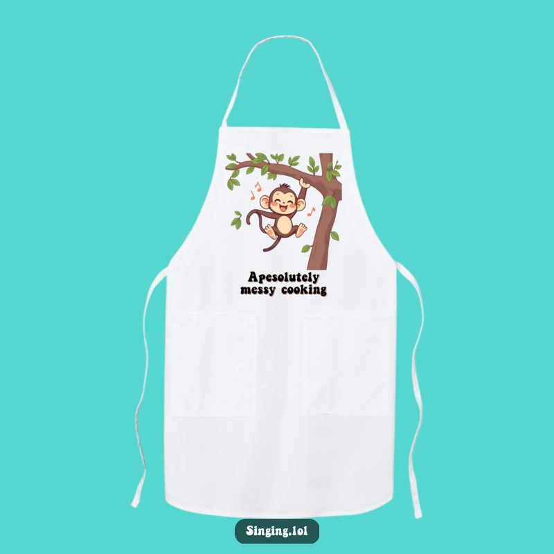 Funny Monkey Singing Apron - Hilarious Kitchen Wear for Musical Chefs