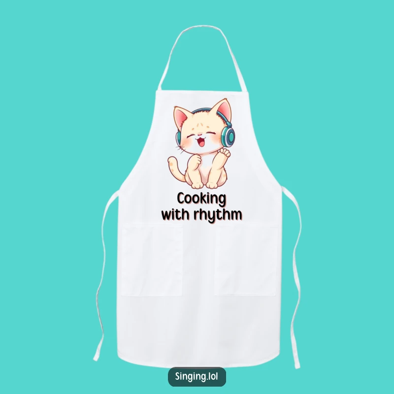 Funny Singing Kitten Apron - Adorable Music Maker, Perfect Kitchen Funny Gift!