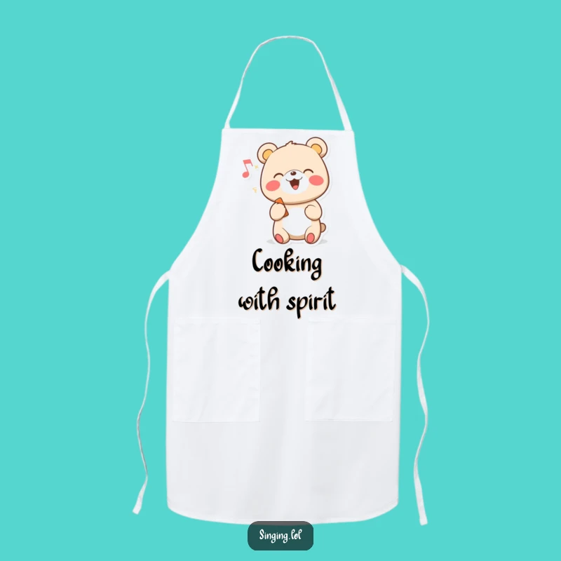 Funny Singing Bear Apron - Cheerful Cartoon Cook, Perfect Kitchen Funny Gift!