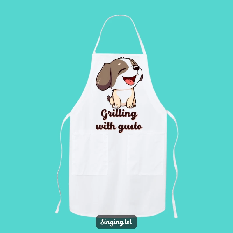 Funny Howling Dog Apron - Joyful Canine Cook, Perfect Kitchen Funny Gift!