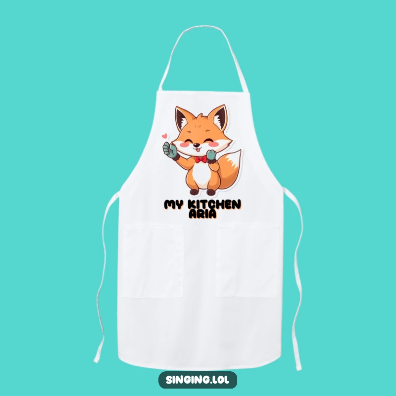 Funny Opera Fox Apron: Diva Fox Sings While Cooking, Perfect Funny Kitchen Gift