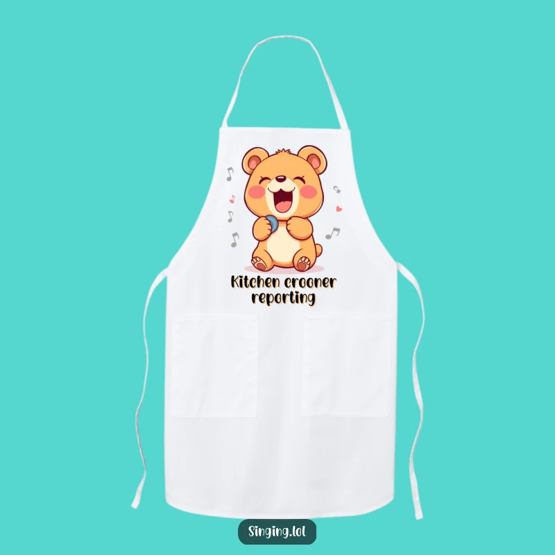 Funny Singing Bear Cub Apron: Hilarious Kitchen Wear for the Chef Who Loves to Sing