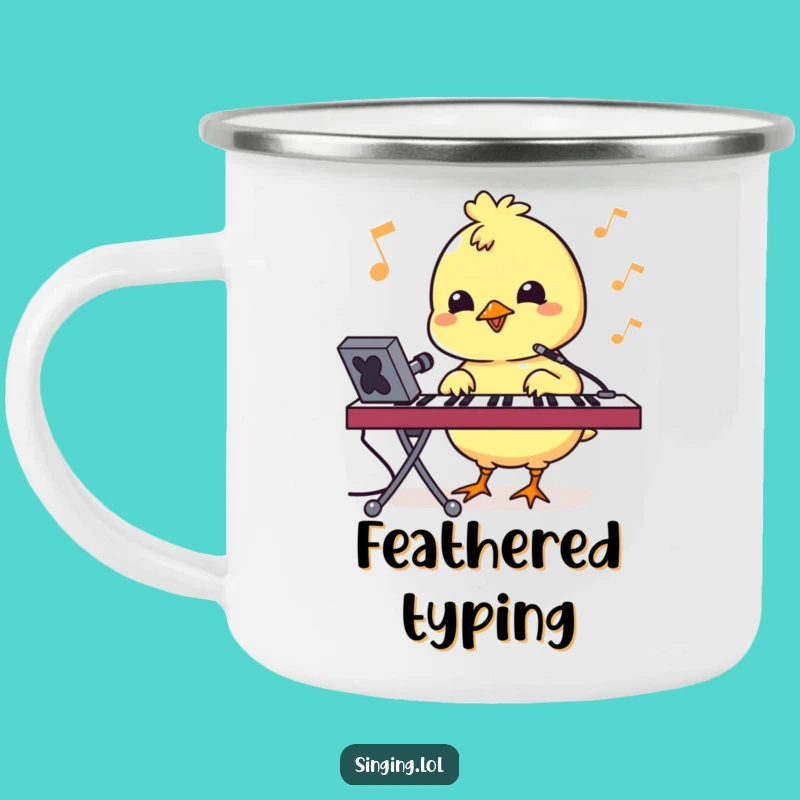 Durable Funny Bouncy Chick Pecking Keyboard Camping Mug - Outdoor Tech & Fun Gift