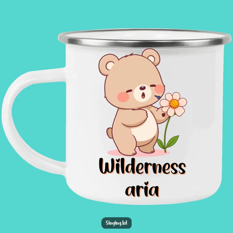 Funny Bear Singing Flower Camping Mug - Campfire Concert Ready