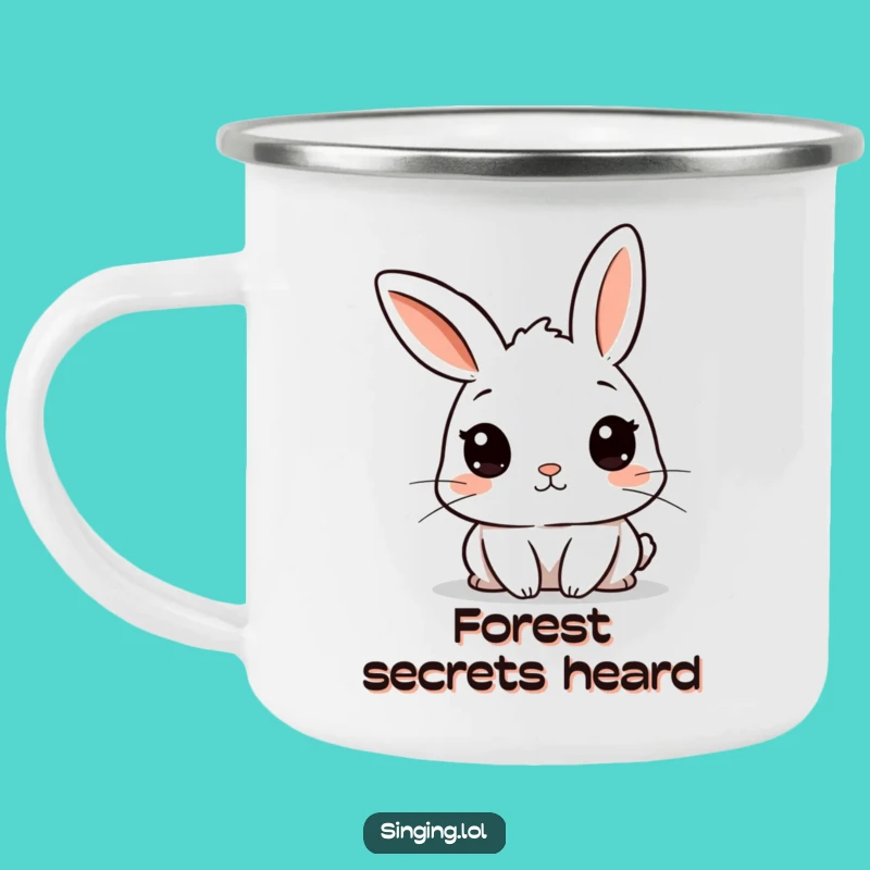 Funny Curious Rabbit Camping Mug: Camp Listener, Rugged Funny Gift
