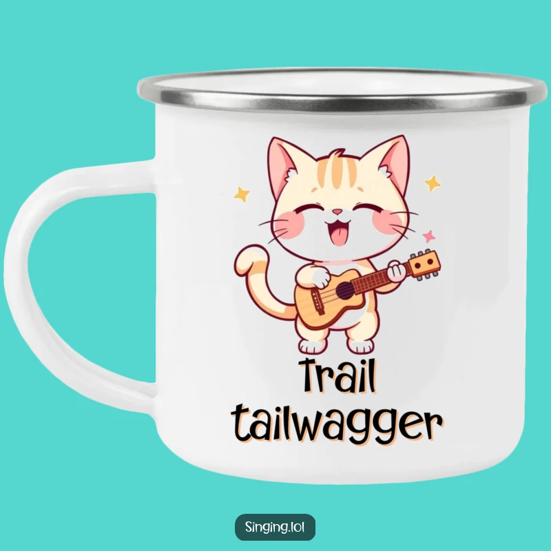 Funny Kitten Solo Camping Mug: Adventure with a Tail Wagging Musical Companion