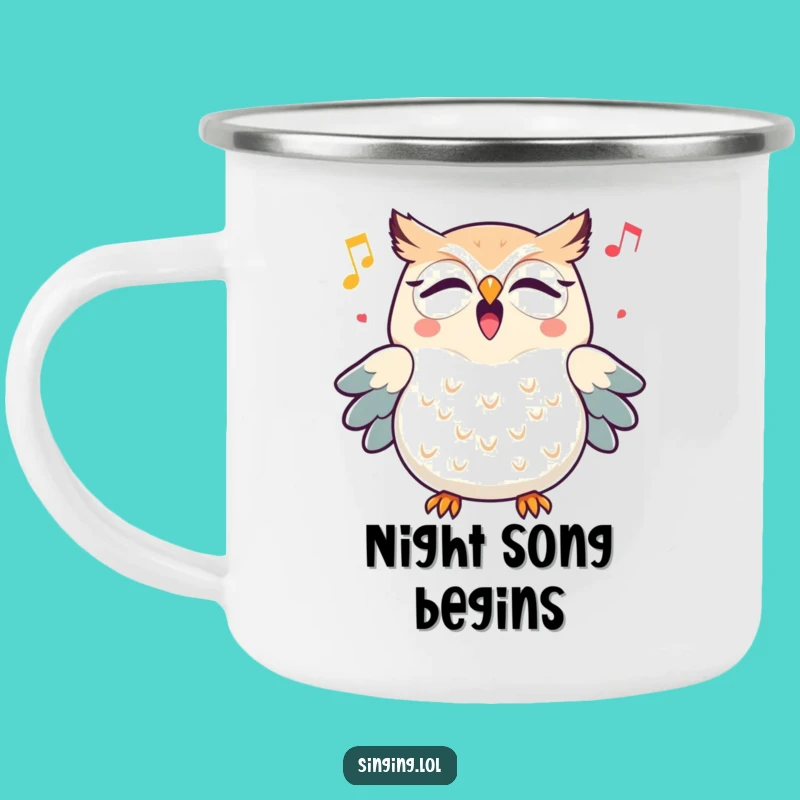 Funny Owl Hooting Melody Camping Mug - Adventure Ready & Cheerful Gift
