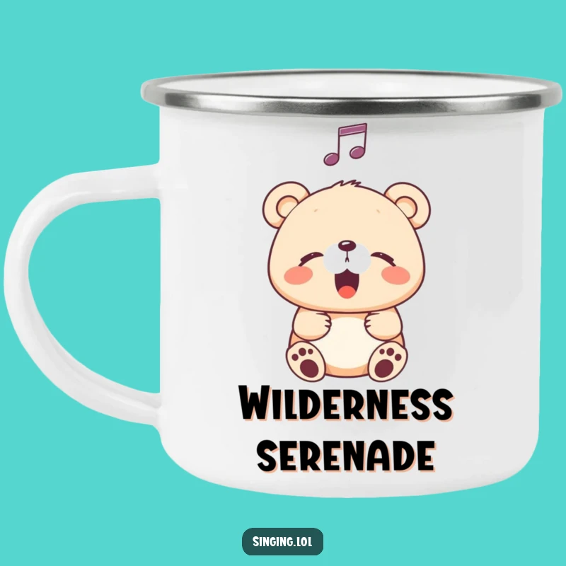 Adventure-Ready Funny Singing Bear Cub Camping Mug: Melodies Under the Stars