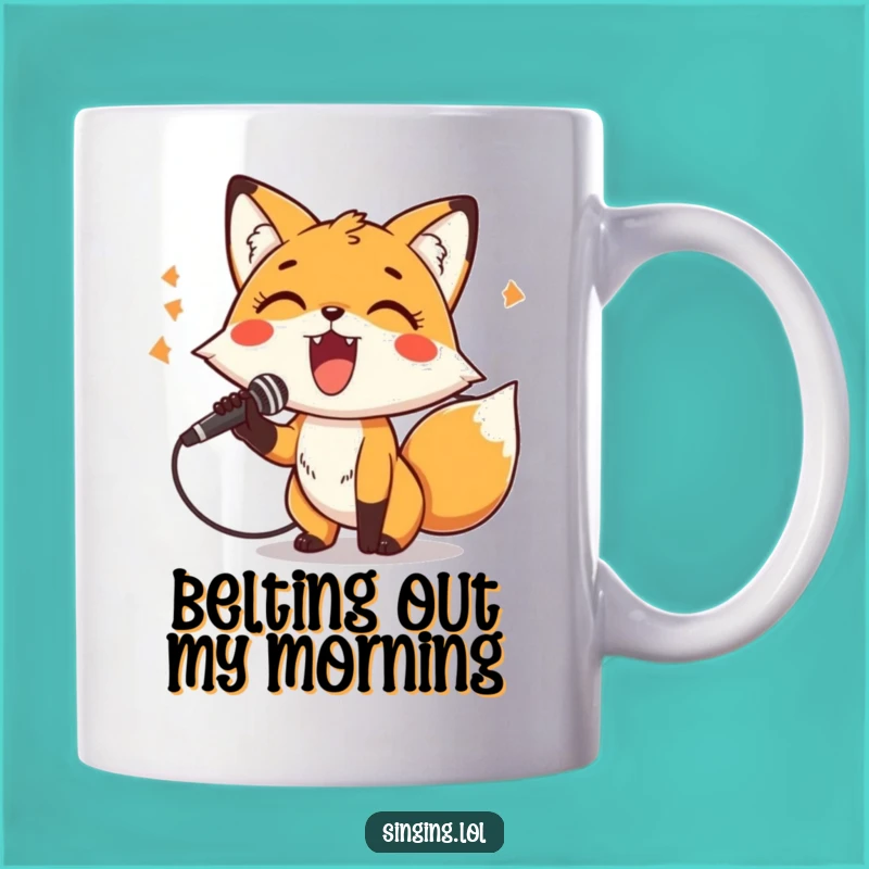 Funny Fox Singer Mug: Rock Your Morning with a Microphone Star