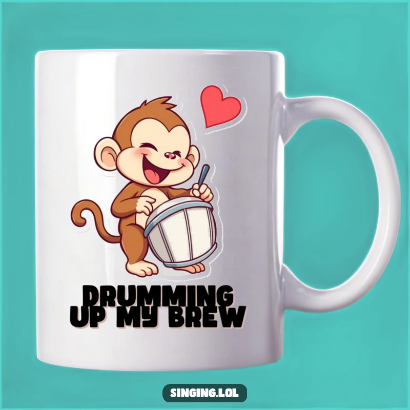 Funny Monkey Drummer Mug: Wild Rhythms Guaranteed, Perfect Funny Gift!