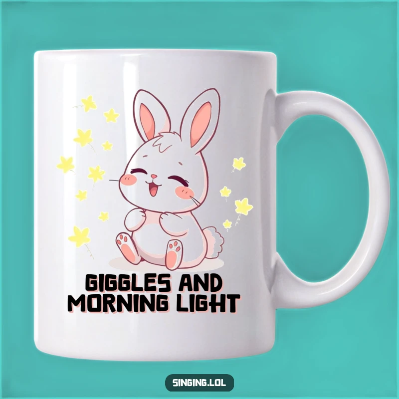 Funny Giggling Bunny Mug: Enchanting Firefly Harmony for Your Brew