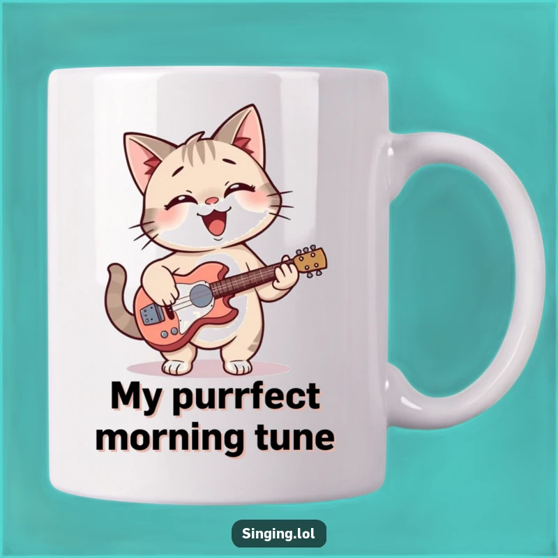 Funny Cat Guitar Mug: Rocking Meow-sic Art, Perfect Gift!