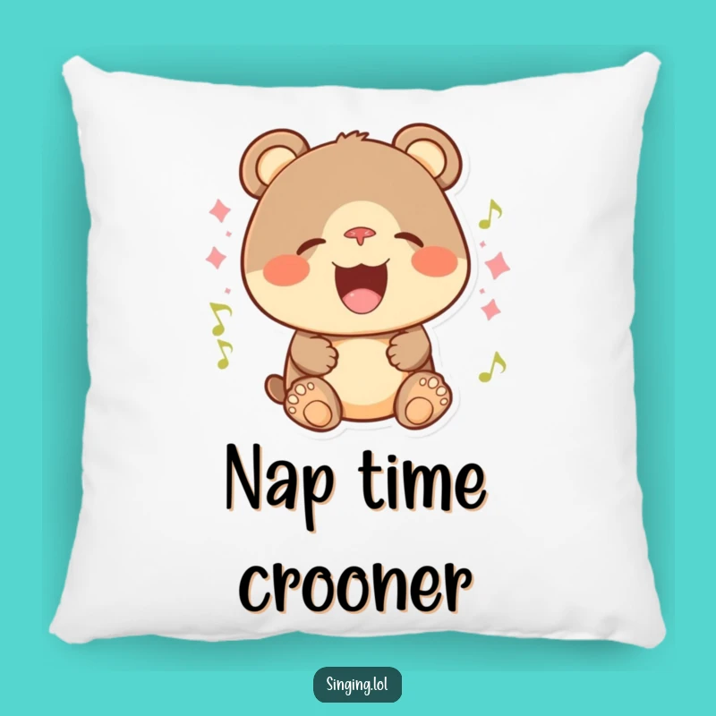 Cozy Funny Bear Cub Pillow: Snuggle Up with a Singing Cub, Hilarious Decor
