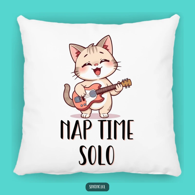 Funny Cat Guitar Pillow: Soft Comfort, Hilarious Art Gift!