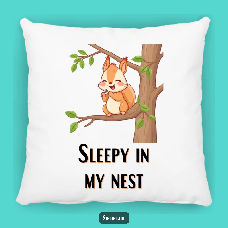 Funny Happy Squirrel Serenade Pillow: Soft Cushion, Hilarious Funny Gift
