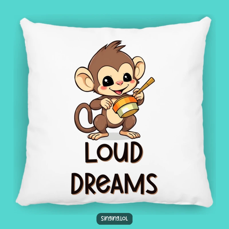 Funny Monkey Playing Cymbals Pillow - Soft Character Decor, Playful Comfort Gift