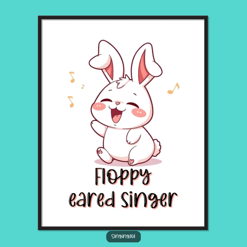 Funny Rabbit Digital Art: Instant Download of Singing Bunny for Your Decor