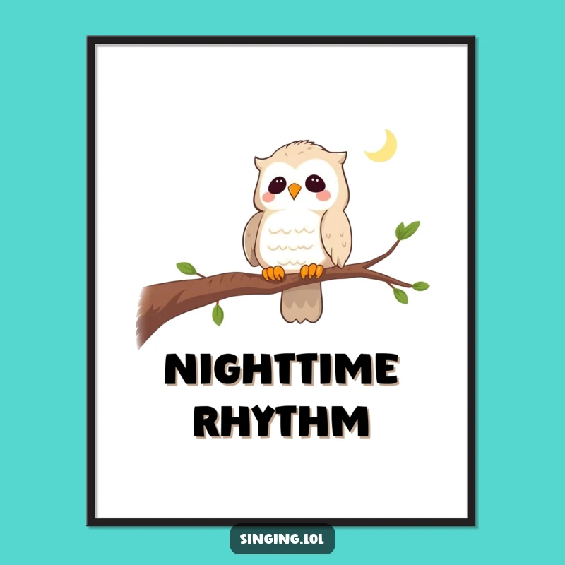 Funny Curious Owl Lullaby Digital Art - Instant Calm & Wisdom Decor