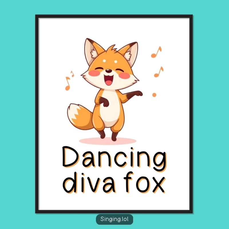 Funny Fox Digital Art: Instant Download of Dancing Singer for Your Decor