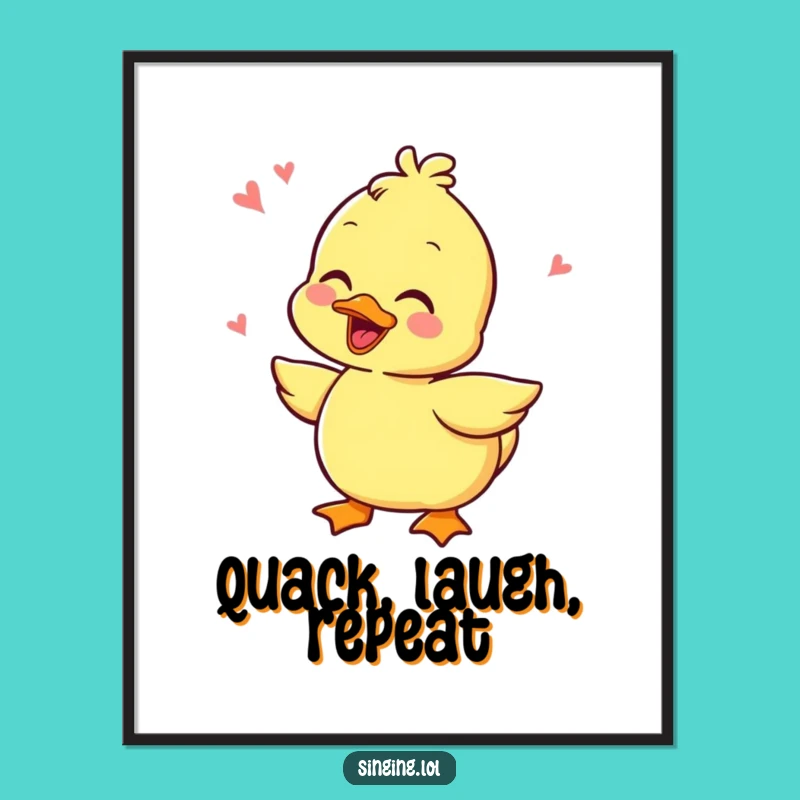 Funny Giggling Duckling Digital Art Print - Instant Quacking Download for Fun
