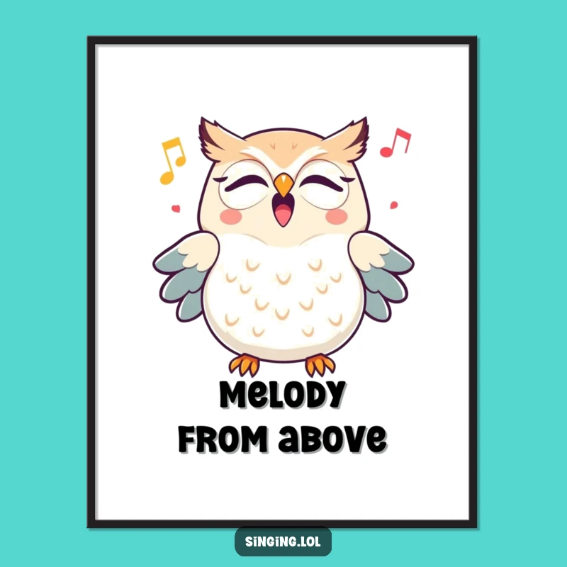 Funny Owl Hooting Melody Digital Art - Instant Cheerful Wall Decor Gift