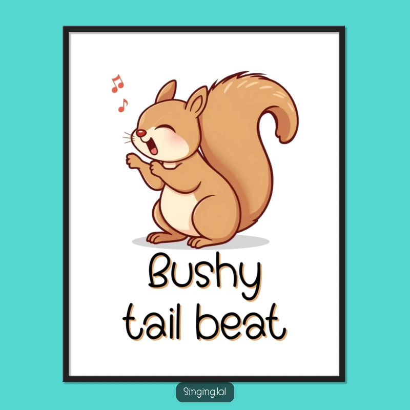 Funny Singing Squirrel Digital Print: Rhythmic Wall Art, Wonderful Funny Gift