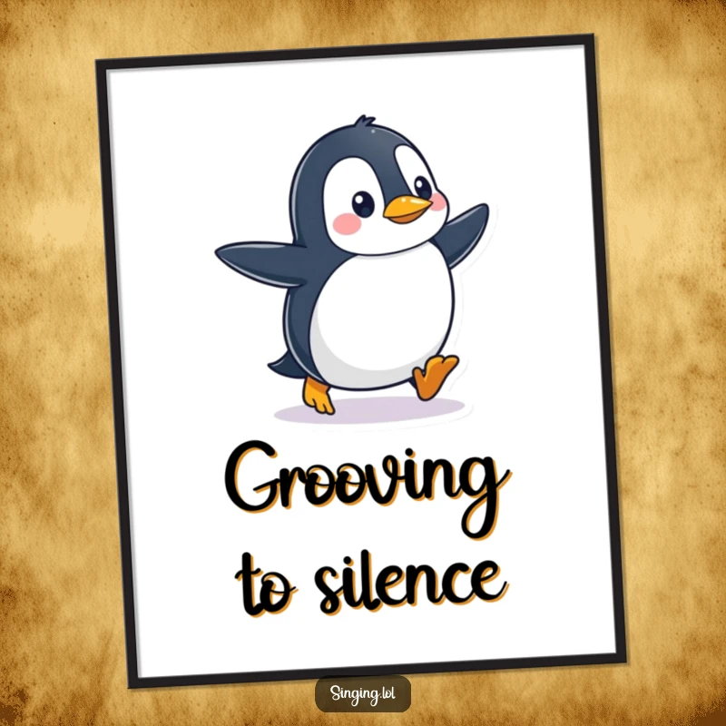 High-resolution digital art of a funny waddling penguin tapping its feet with infectious rhythm and personality.