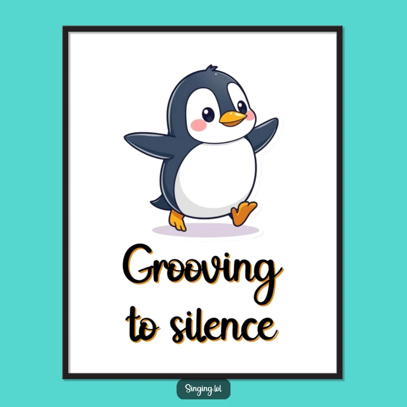 Funny Penguin Tapping Feet Digital Art: Waddle into Humor Instantly
