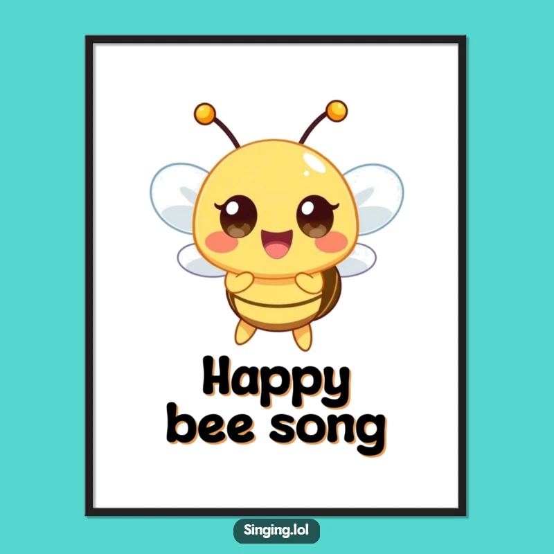Funny Happy Bee Digital Print: Instant Melody Art, Whimsical Funny Gift
