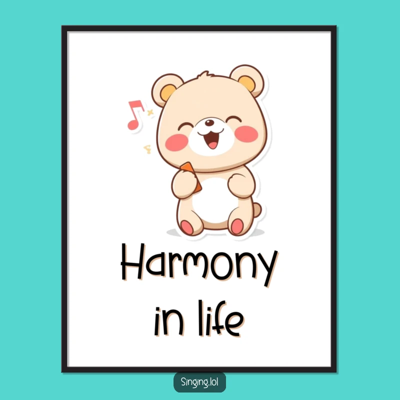 Funny Singing Bear Digital Art - Cheerful Cartoon Melody, Perfect Instant Funny Gift!