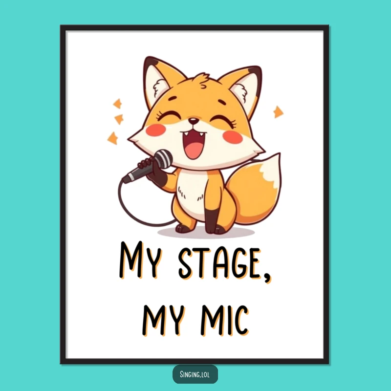 Instant Rockstar Funny Fox Singer Digital Art Print for Your Walls