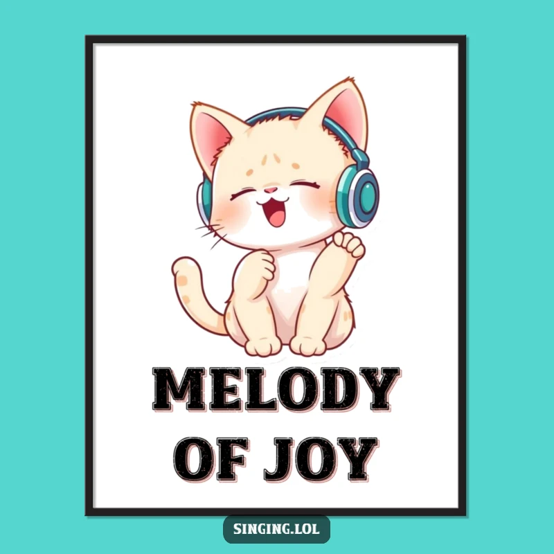 Funny Singing Kitten Digital Art - Adorable Music Decor, Perfect Instant Funny Gift!