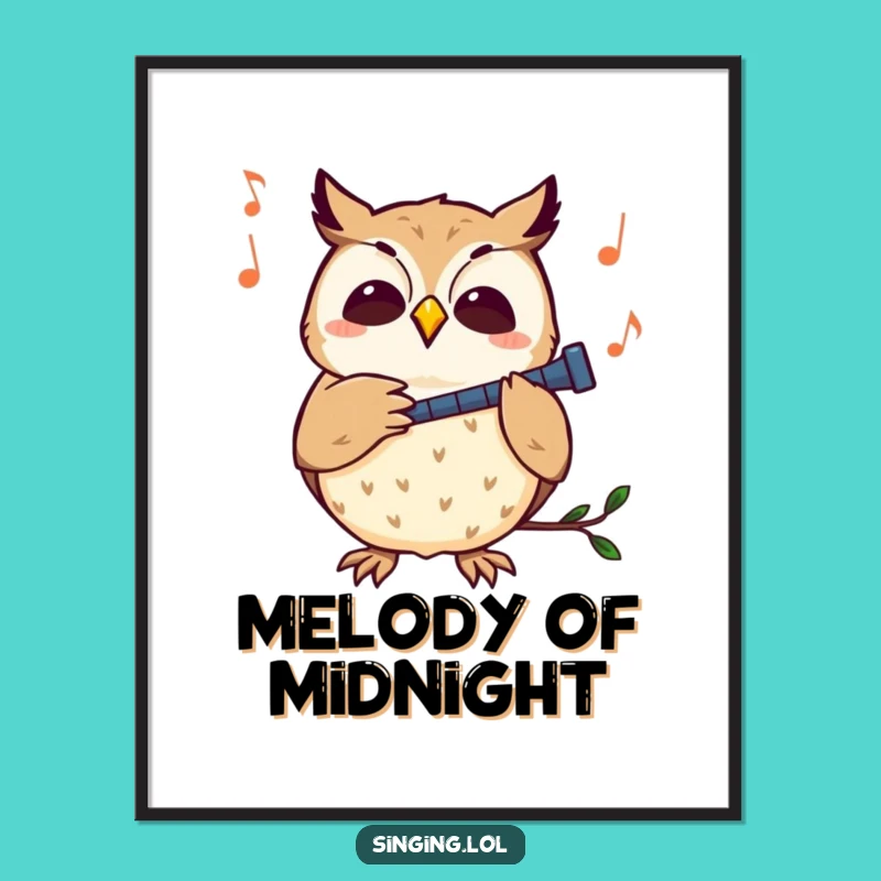 Funny Curious Owl Melody Digital Print: Harmonize Your Walls, Fantastic Funny Gift!