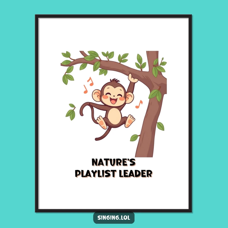 Funny Monkey Swinging Singing Digital Print - Instant Hilarious Wall Decor