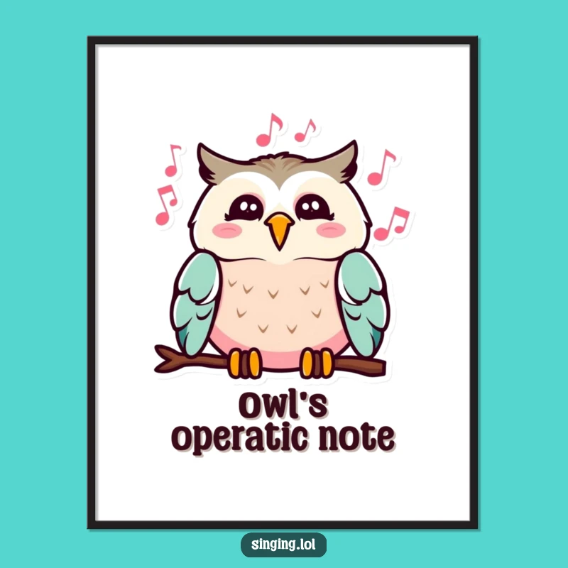 Funny Singing Owl Digital Print: Cheerful Melody Art, Wonderful Funny Gift