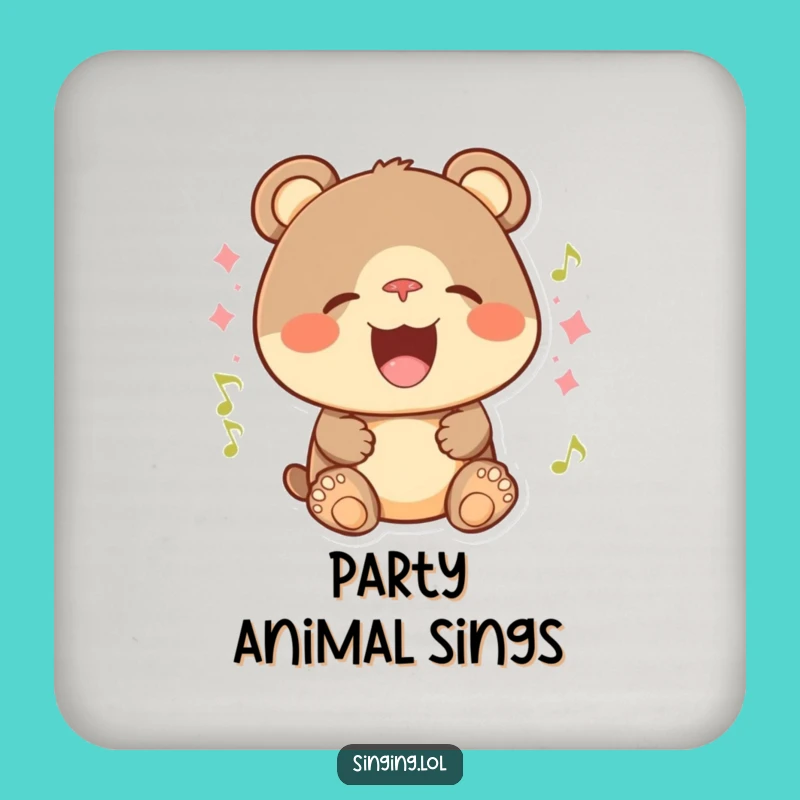 Funny Bear Cub Song Coaster: Protect Surfaces with a Smile, A Hilarious Gift