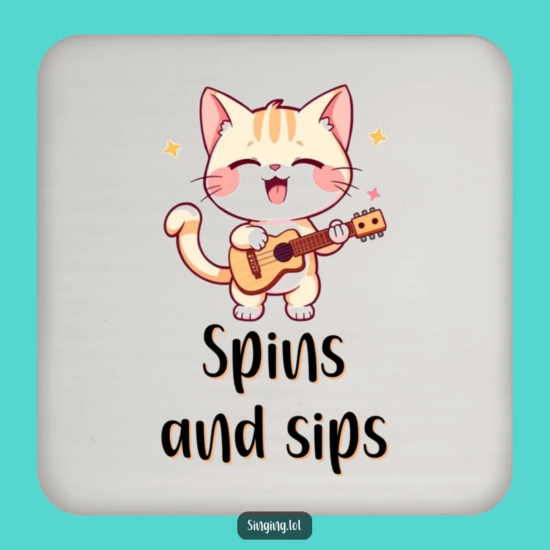 Funny Kitten Solo Coaster: Protect Your Surface with a Tail Wagging Musical Flair