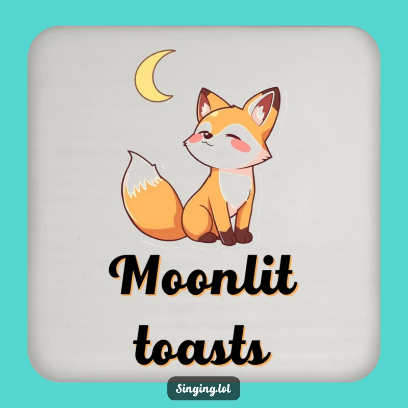 Funny Howling Fox Coasters (Set of 4) - Playful Moon Protection, Perfect Housewarming Funny Gift!