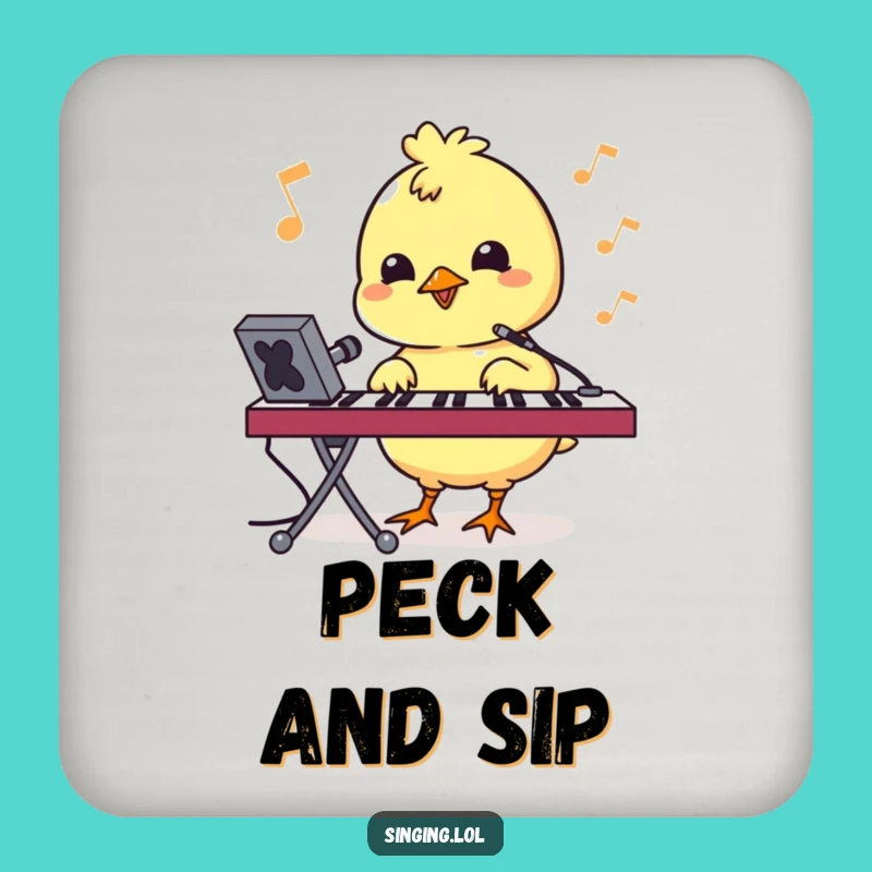 Funny Bouncy Chick Pecking Keyboard Coaster - Protect Surfaces with Tech Style