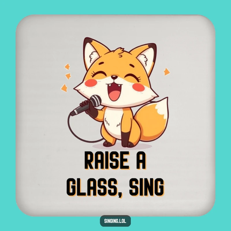 Protect Surfaces with Funny Fox Singer Microphone Coasters