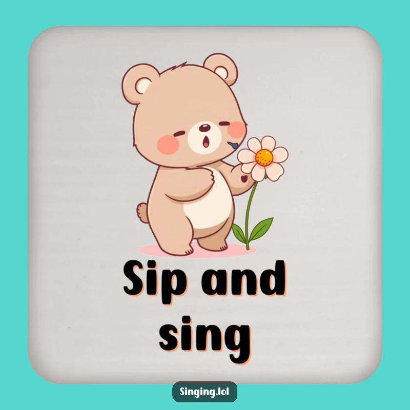 Funny Bear Singing Flower Coaster - Protect Surfaces with Serenity