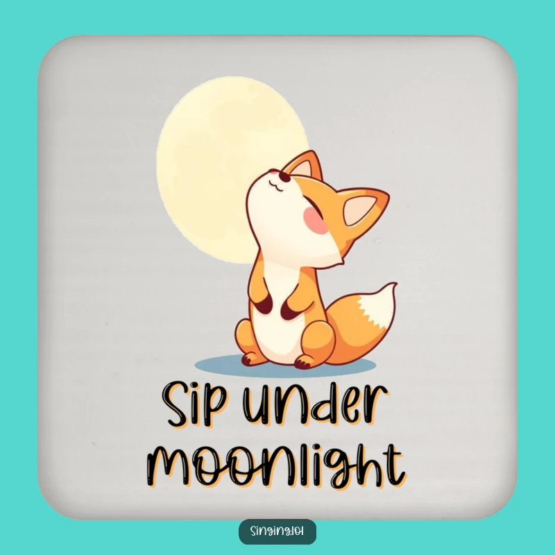 Funny Fox Howling Moon Drink Coaster - Protect Surfaces, Perfect Humorous Gift