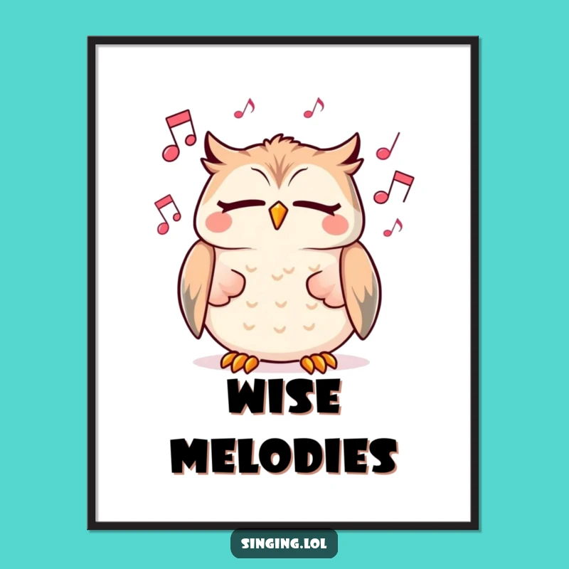 Funny Owl Poster: Singing Character, vibrant art and a delightful funny gift.