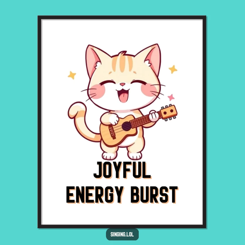 Funny Kitten Solo Poster: Vibrant Wall Art Celebrating a Tail Wagging Musical Star