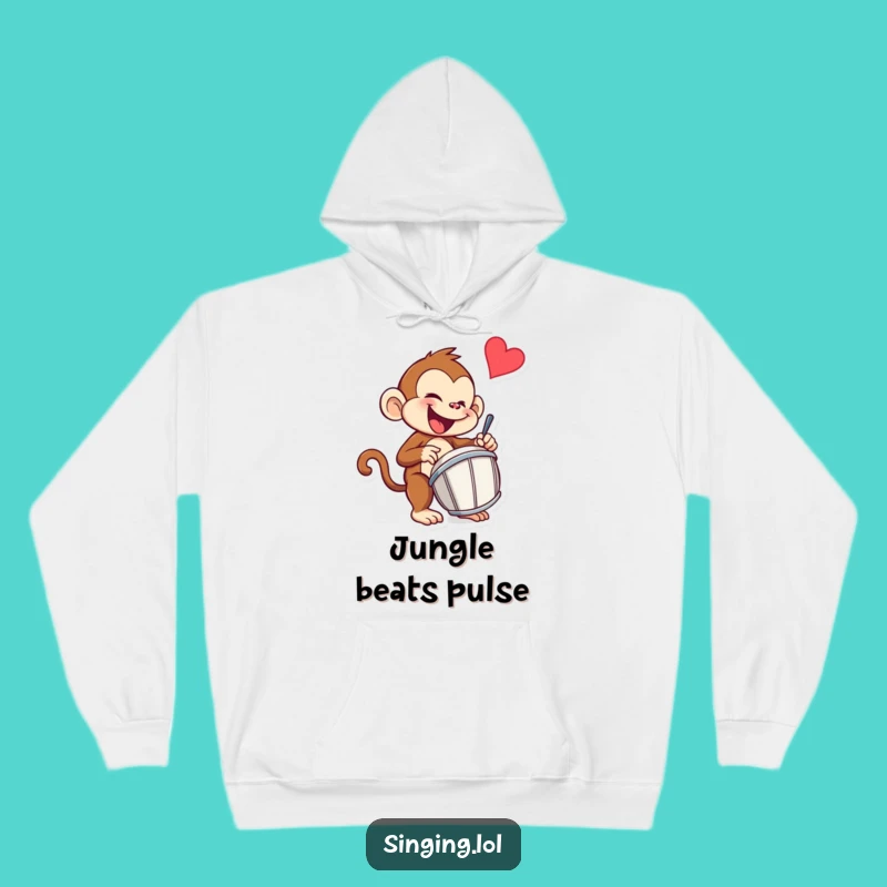 Funny Monkey Drummer Hoodie: Cozy Beats and Fun, Ideal Funny Gift!