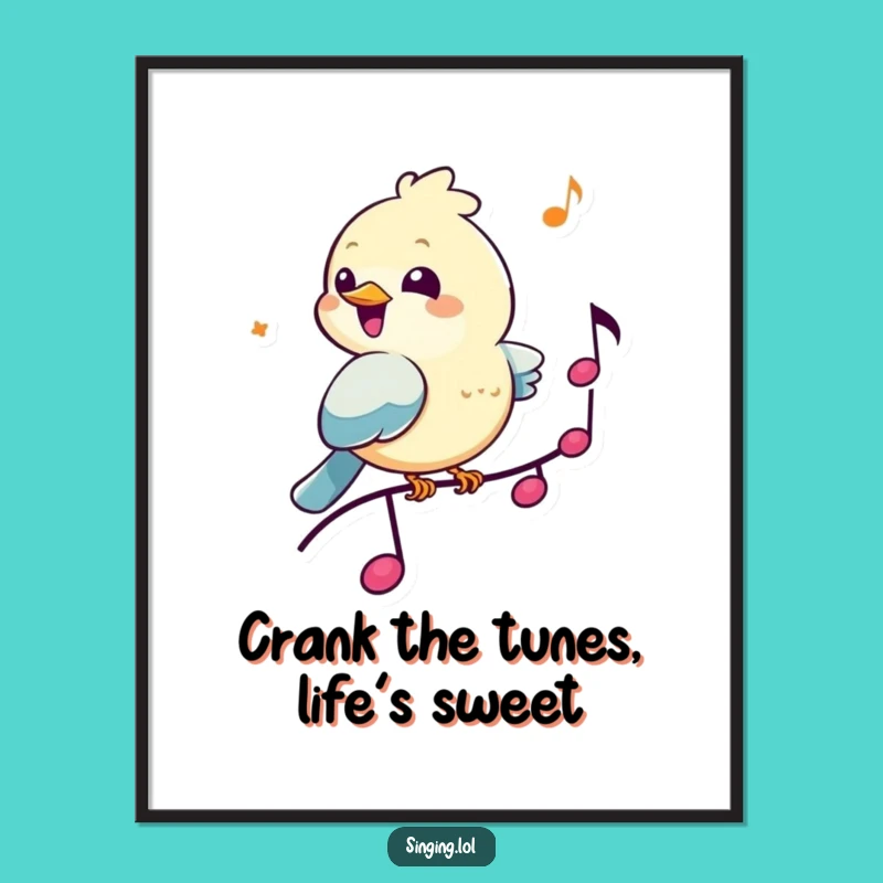 Funny Free Printable Wall Art: Chirping Bird Musical Note Decor