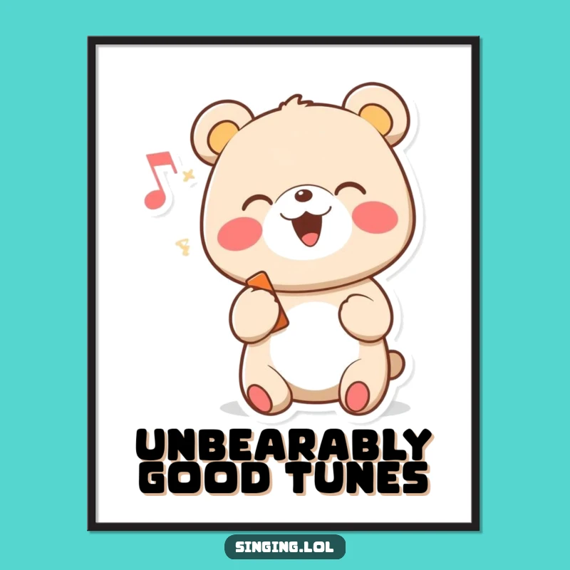 Free Printable Wall Art: Singing Bear Music Decor Downloadable Art