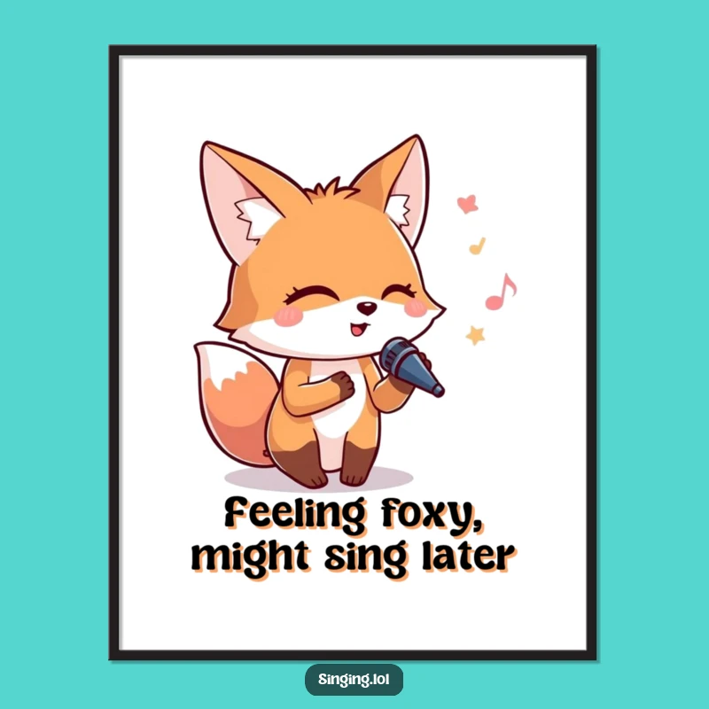 Free Printable Wall Art: Singing Fox Microphone Jam - Funny Downloadable Decor