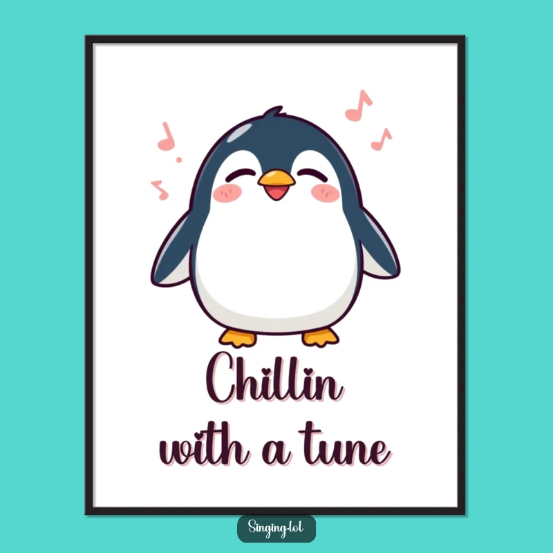 Funny Free Printable Penguin Wall Art: Singing Waddler Downloadable Decor