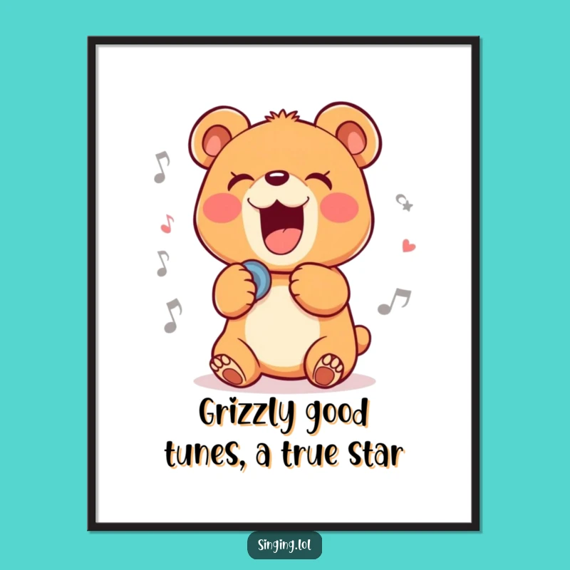 Free Printable Wall Art: Bear Cub Ballad Singer, Emotional Downloadable Decor for Cozy Spaces